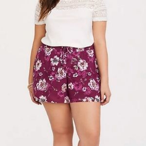 Torrid Maroon Floral Shorts Plus Size 3